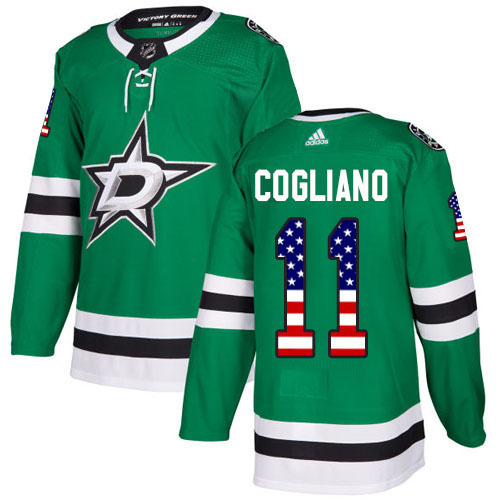 Adidas Dallas Stars #11 Andrew Cogliano Green Home Authentic USA Flag Youth Stitched NHL Jersey